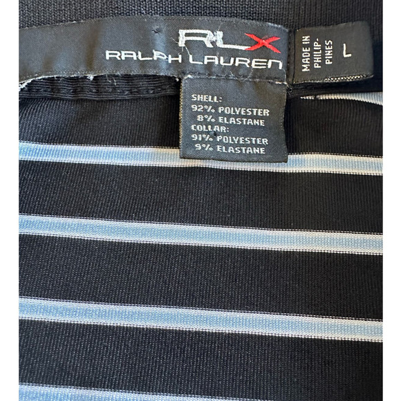 RLX Ralph Lauren Black Striped Performance Wear Short Sleeve Polo, Size L - Picture 3 of 6